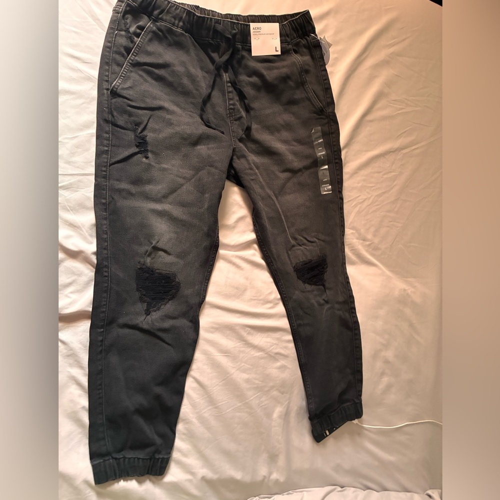 Aeropostale Black AREO2 Air Denim Jogger Pants